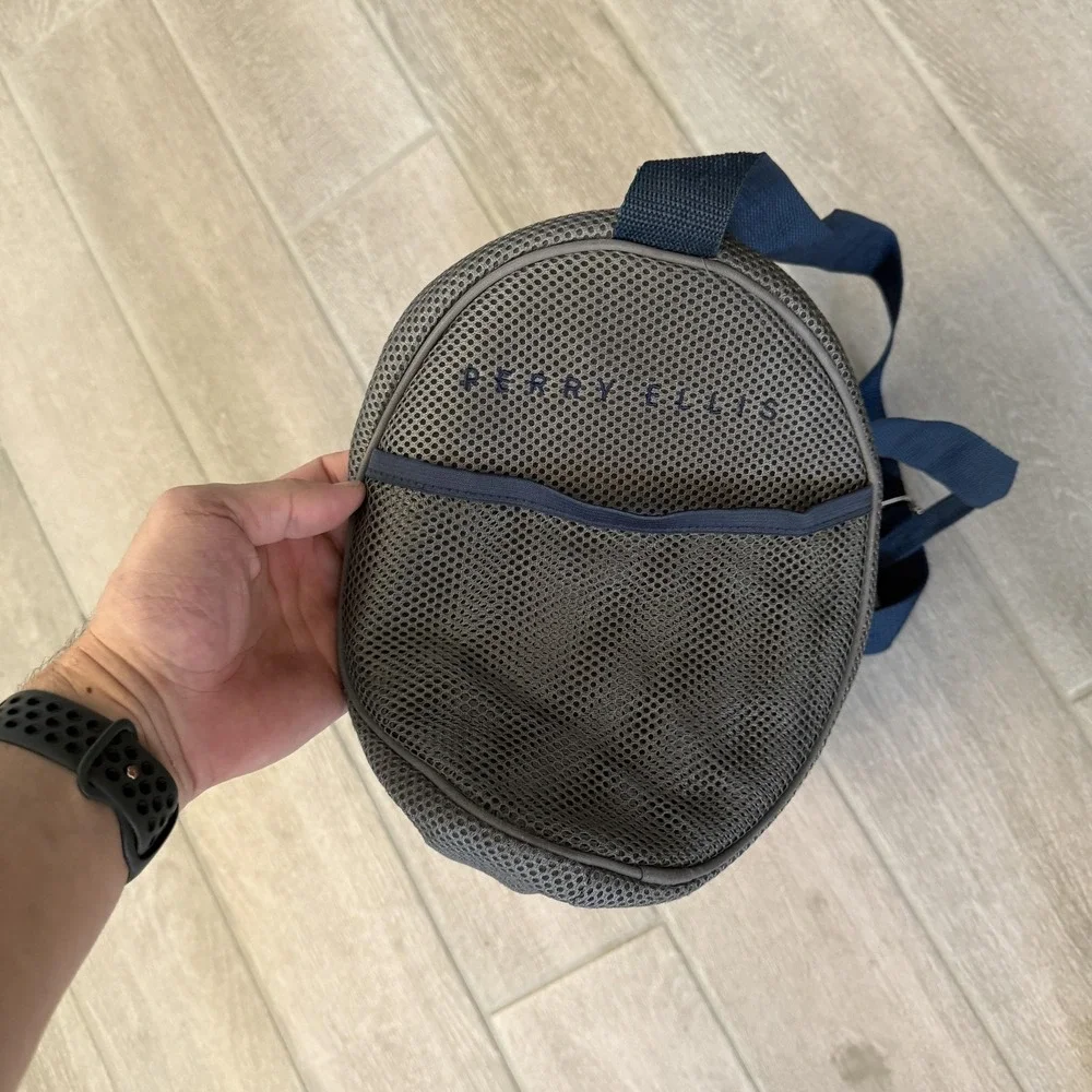 Perry Ellis Mesh Grey Navy Polyester Duffle Bag Mens Medium